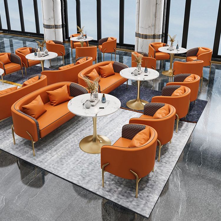 Traditional Luxury Round Dining Table Sintered Stone Table with Gold Tulip Base