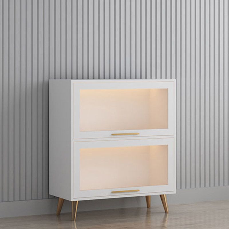 Glam Glass Door Sideboard Engineered Wood Side Board without LED Lights