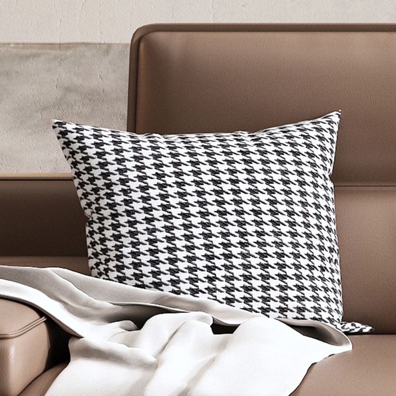 Modern Sewn Pillow Back Cushions Sofa Genuine Leather Square Arm Sofa in Brown