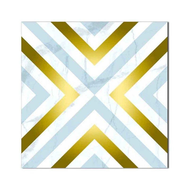 Gold Modern Peel Wallpaper Panel Set 8' L x 8" W Rhombus Pattern Wall Art for Home