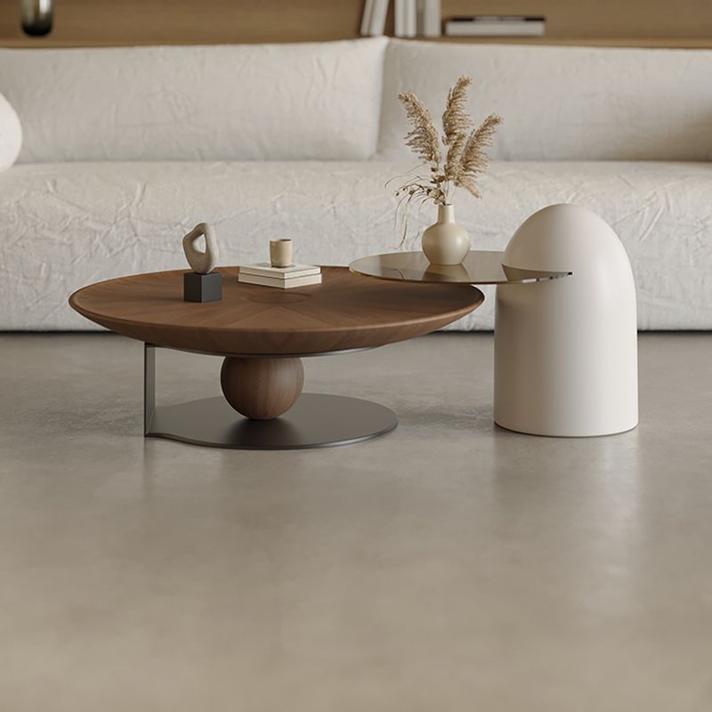 Modern Wood Coffee Table Round Nesting Coffee Table Set for Living Room
