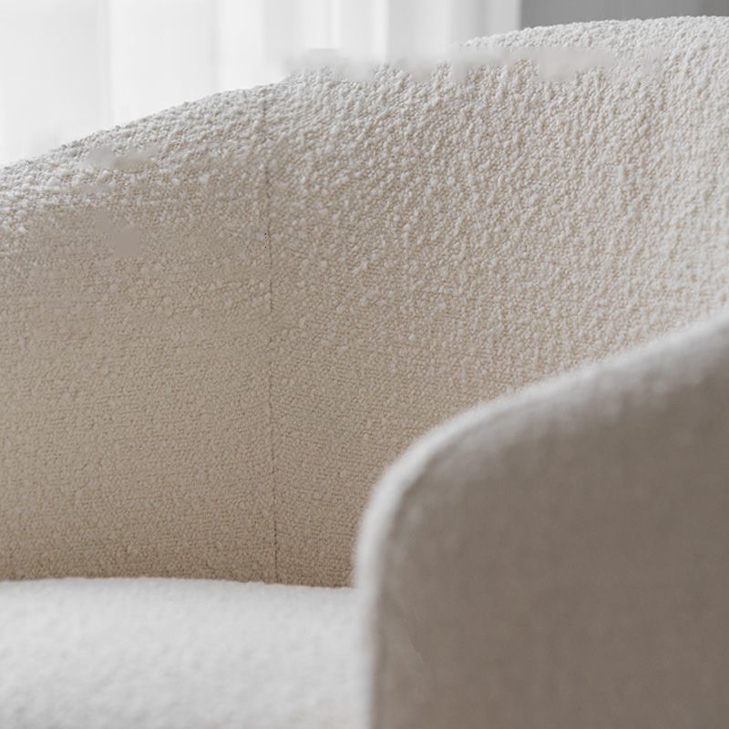 White Fixed Back Lounge Chair Arms Included Barrel Chair for Living Room