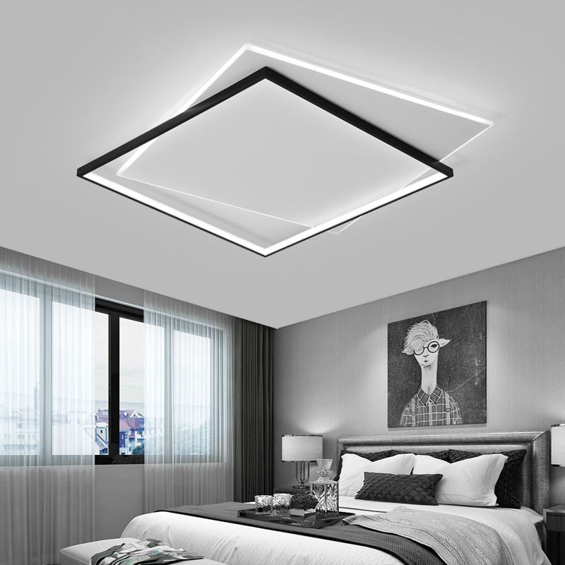 Lámparas de techo LED cuadradas dobles de aluminio con montaje empotrado para sala de estar