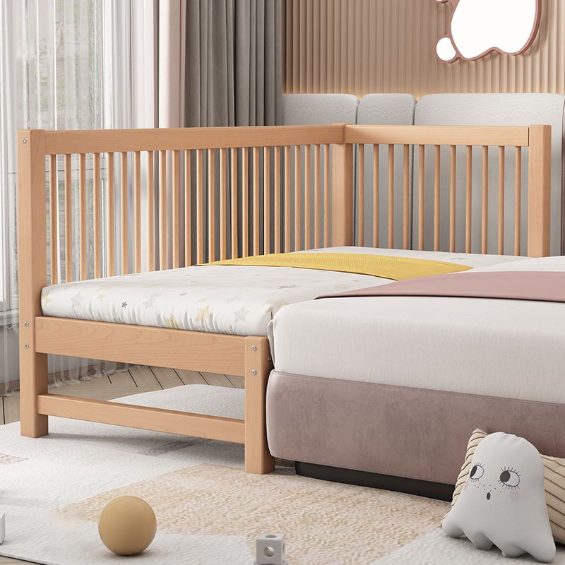 Solid Wood Contemporary Washed Nursery Crib Brown with Guardrail