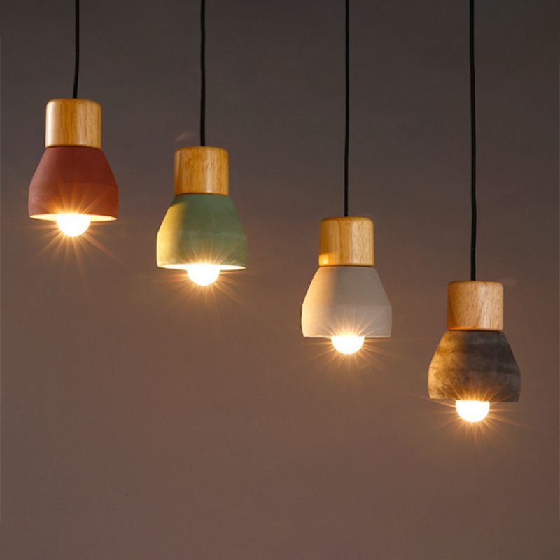 Modern Minimalist Style Tapered Hanging Pendant Lights 1 Light Pendant Ceiling Light with Cement Shade