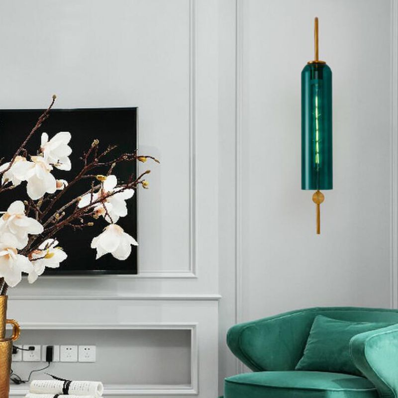Modern Style Cylinder Shape Wall Sconce Glass Sconce Lighting for Bedroom