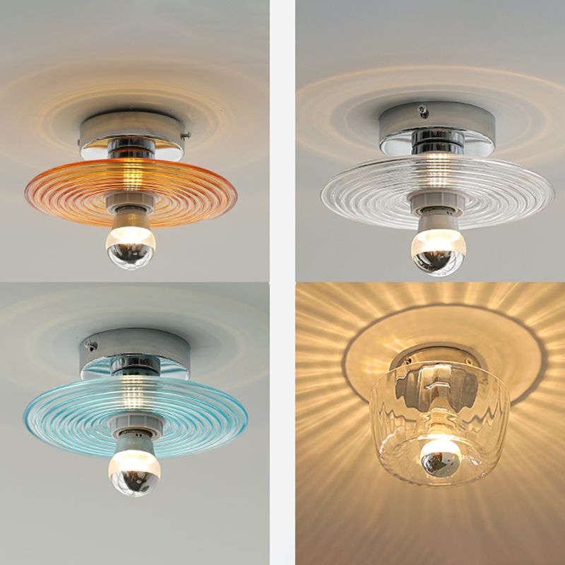 Modern Simple Glass Ceiling Light Circle Shape Ceiling Lamp for Bedroom
