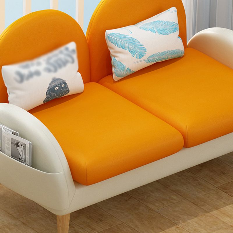 Faux Leather Pillow Back Sofa with Storage for Living Room and Apartment