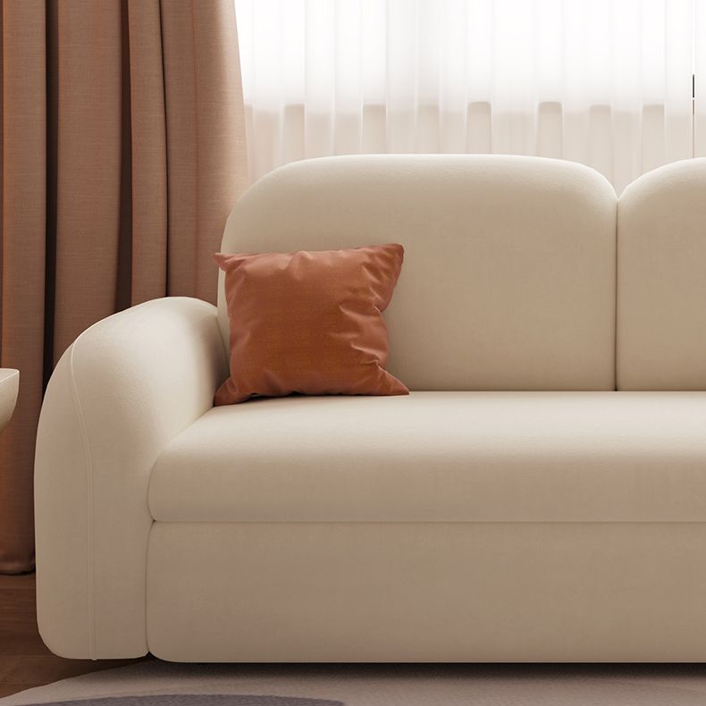 Beige Convertible Sofa Bed Modern Flared Arm Sofa with Pillows