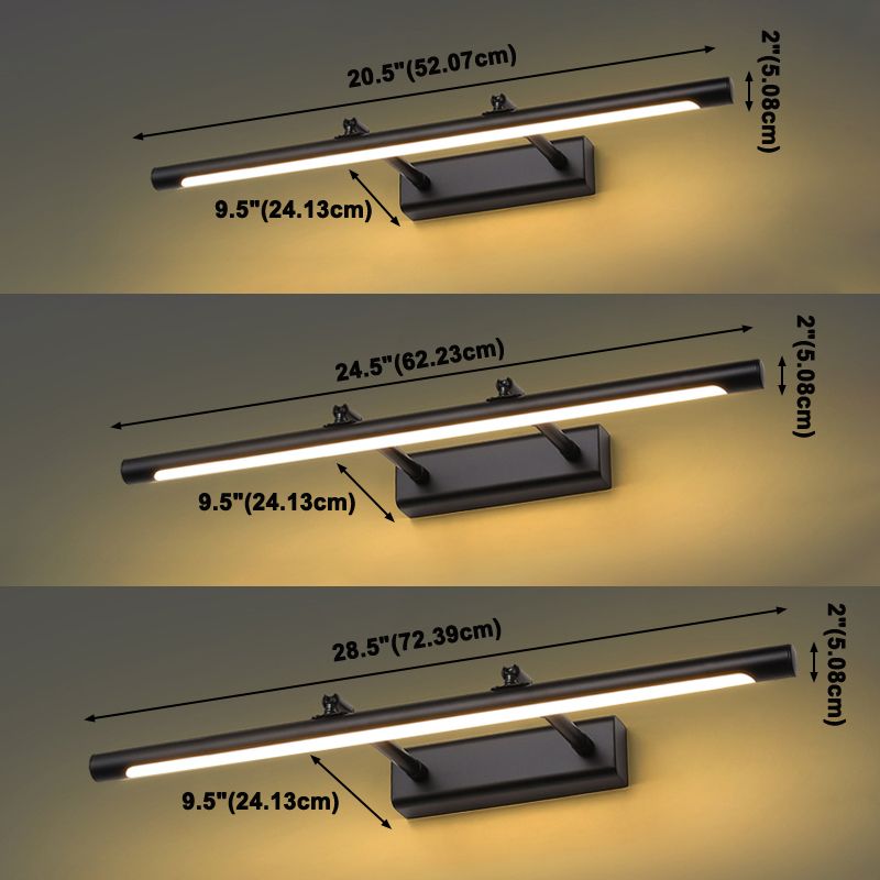 Metal Linear Shade Swing Arm Wall Lights Modern 1 Head Wall Mount Fixture in Black