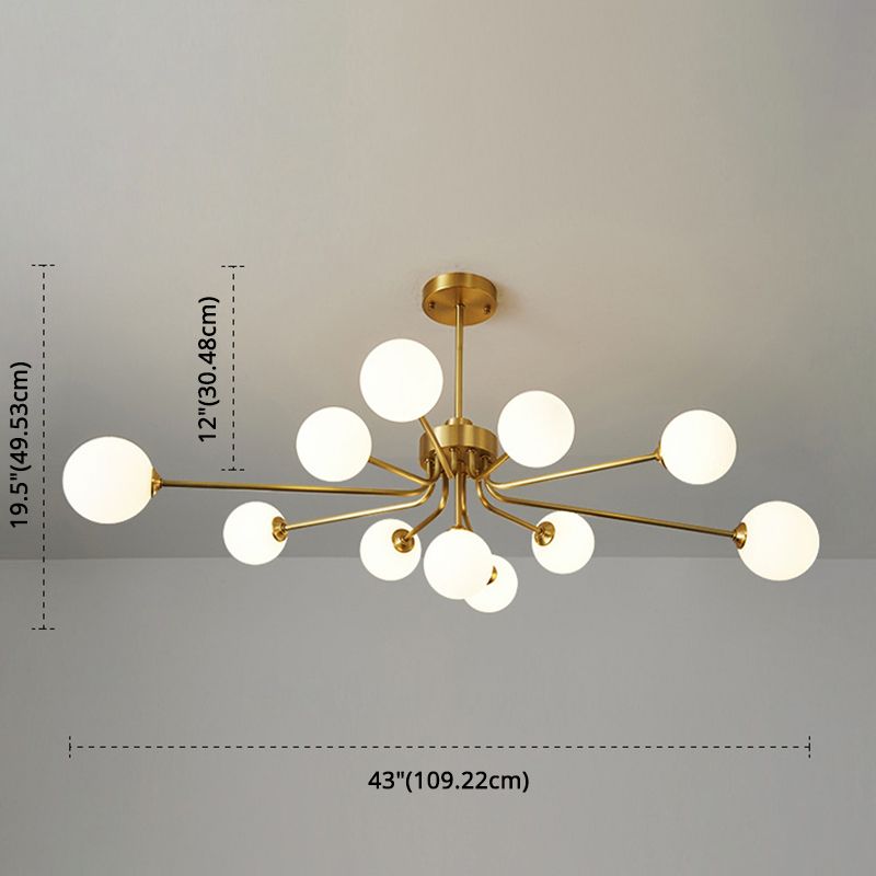 Balloon Ball Chandelier Lighting Ultra-Contemporary Milk Glass Hanging Ceiling Lights for Living Room