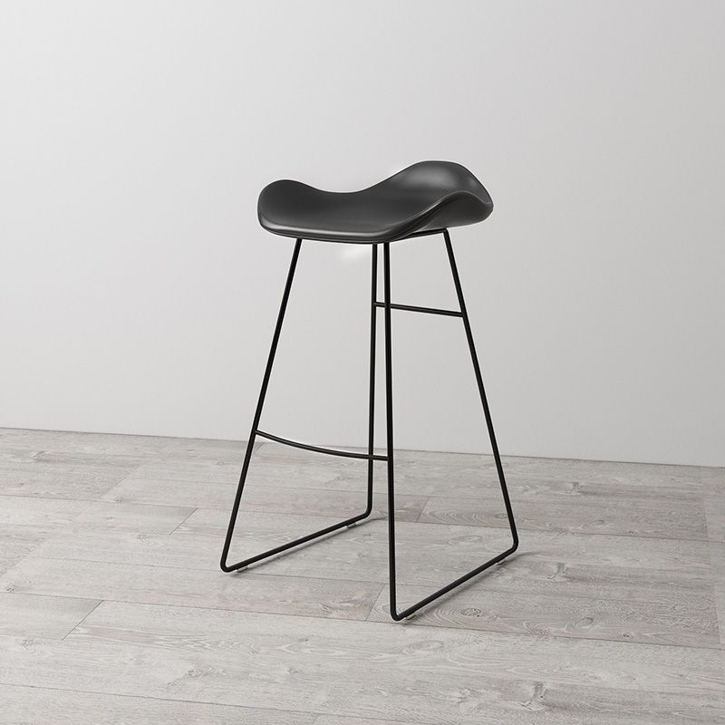 Modern Backrest Armless Counter Stool Upholstered Bar Stool with Metal Base