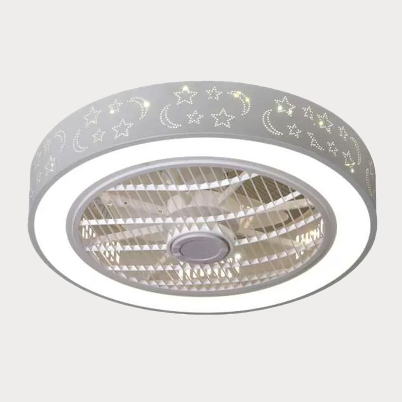 Acrylrunde Laser-Schnitt-Deckenventilator Moderne LED White Semi Flush Mount, 23 "breit