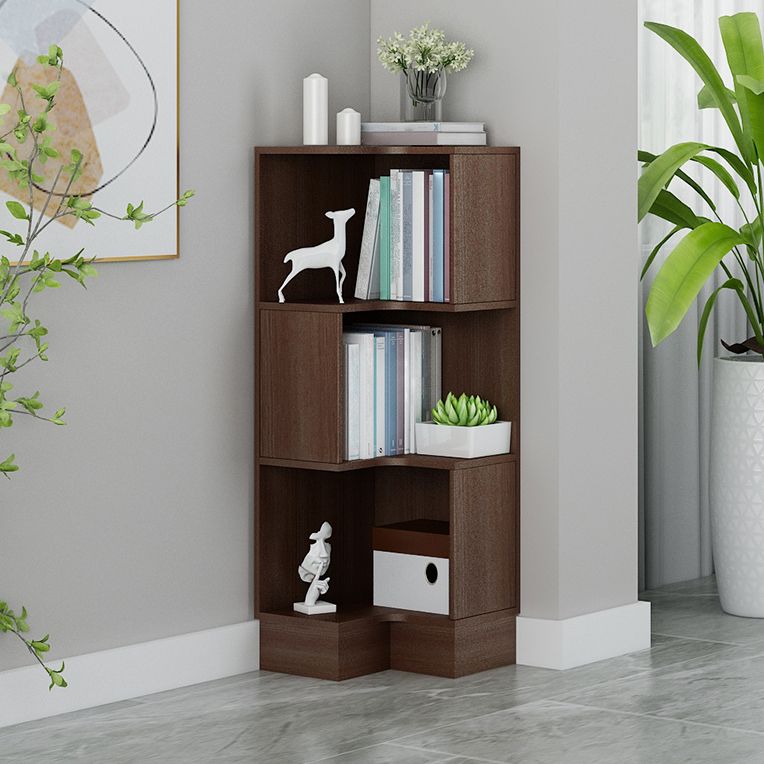 Corner Shelf Bookcase Vertical Closed Back Bookshelf for Office