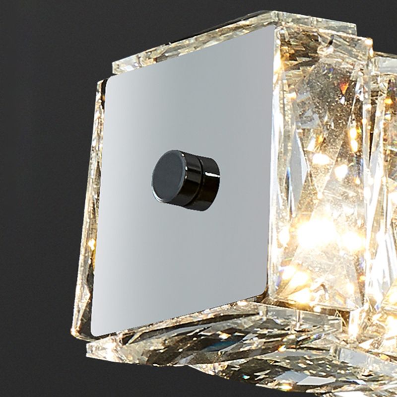 LED Crystal Ceiling Pendant Fixture Cylinder Kitchen Island Light in Gold / Sliver