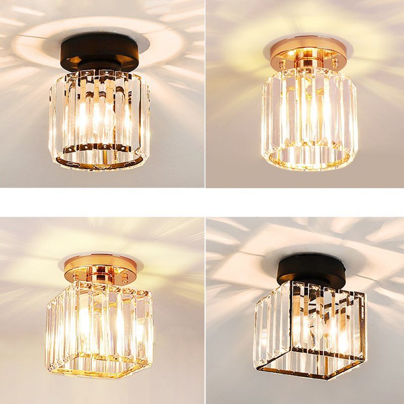 Crystal Geometric Ceiling Mounted Fixture Contemporary Close To Ceiling Lighting Fixture
