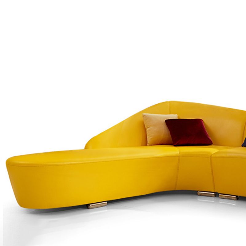 Contemporary Sloped Arm Seating Leather Sofa for Living Room
