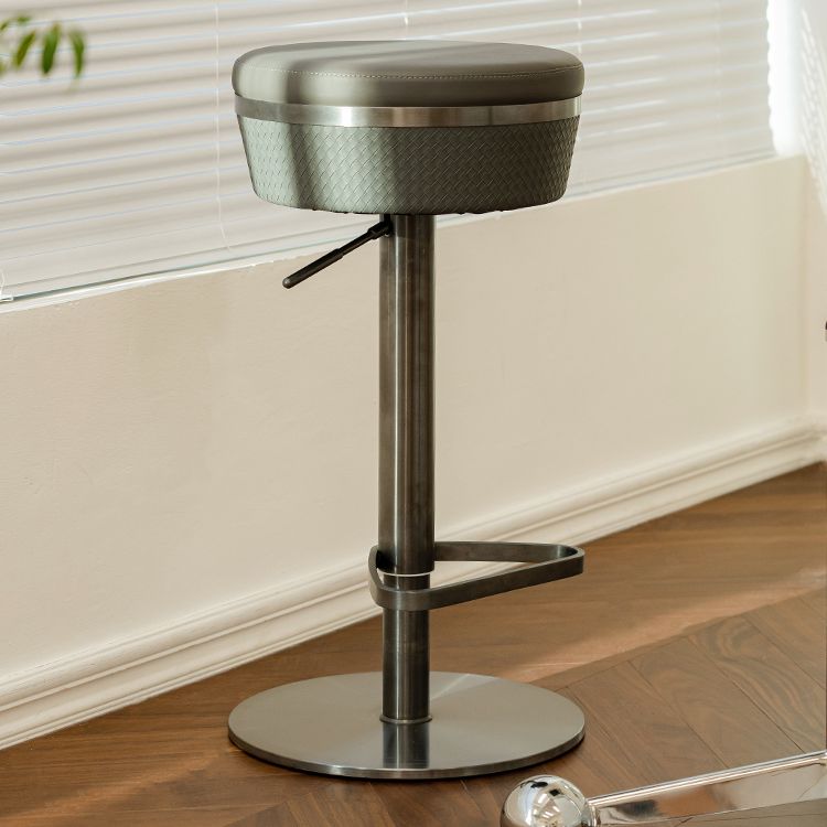 Modern Style Counter Stool Pu Leather Adjustable Height Bar Stool with Footrest