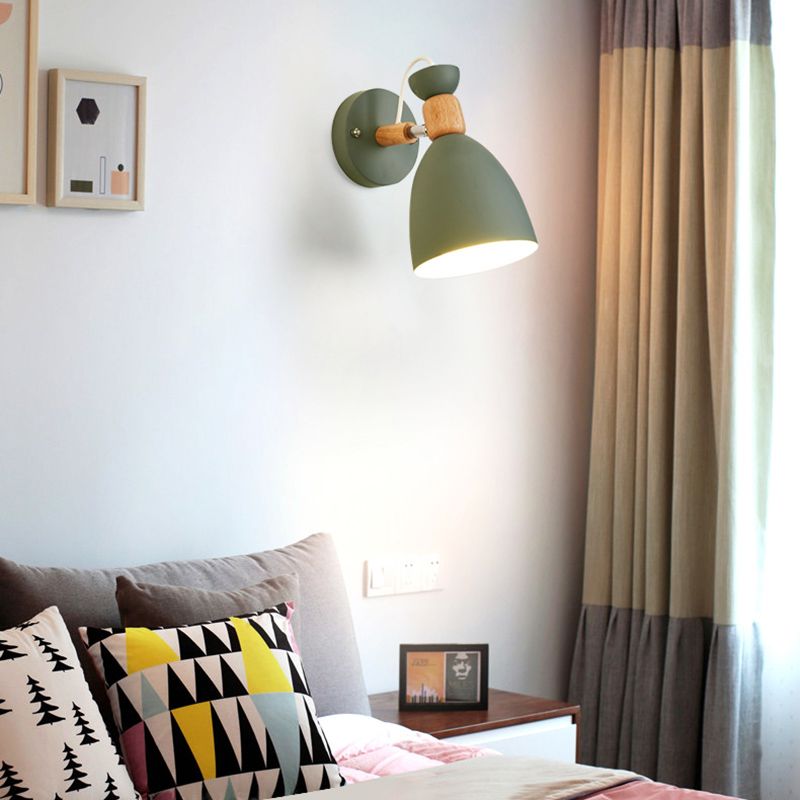 Geometric Shade Wall Lighting Modern Nordic Style Metal 1 Light Sconce Light in Green and White