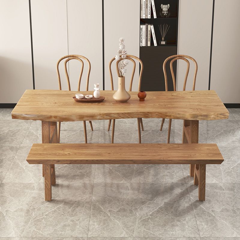 Rectangle Wood Color Dining Table Solid Wood Table Modern Style with 4 Legs