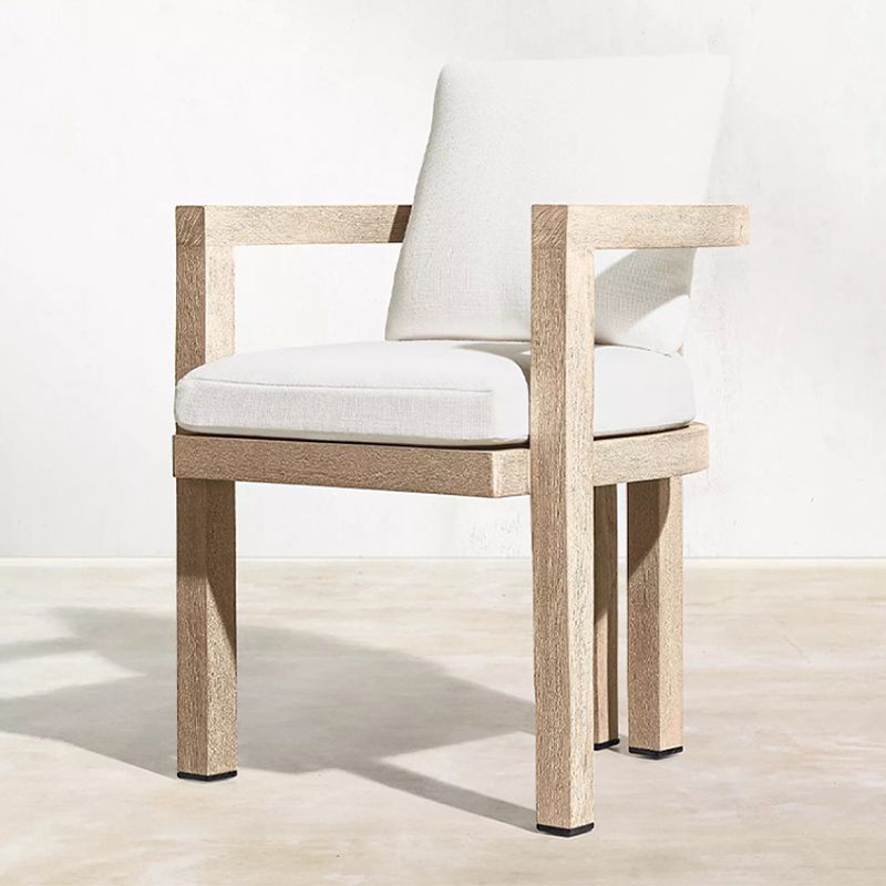 Modern Armed Chairs Solid Wood Natural Removable Cushion Dining Chairs