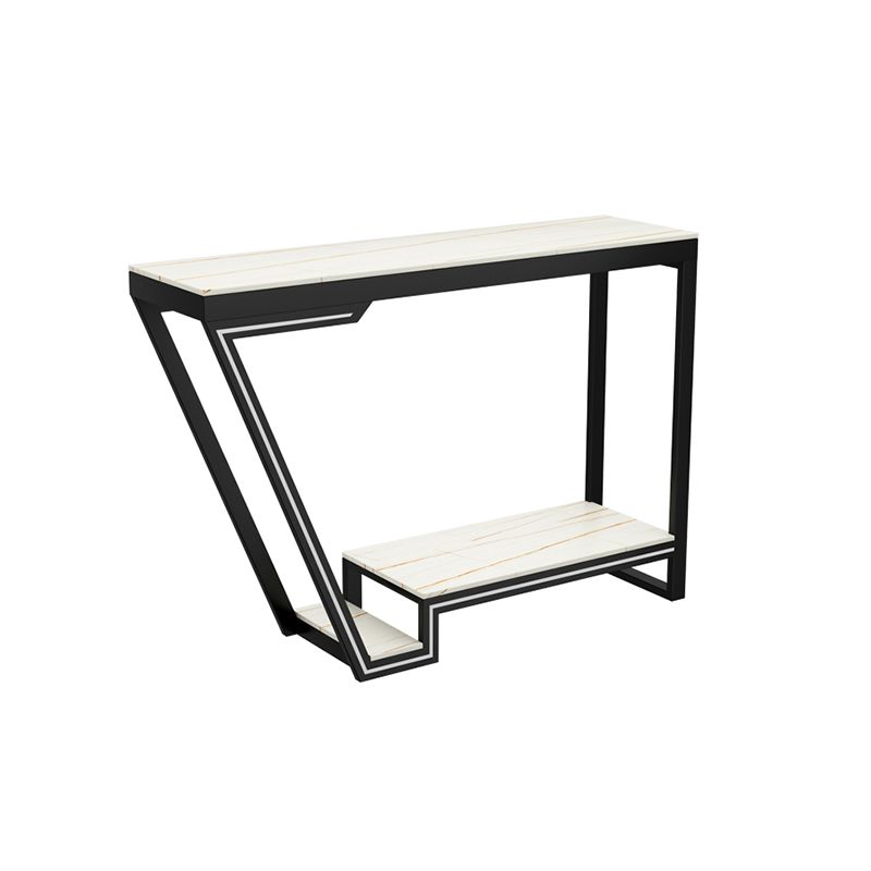 Glam Sintered Stone Bistro Bar Table Rectangle Metal Base Bar Table