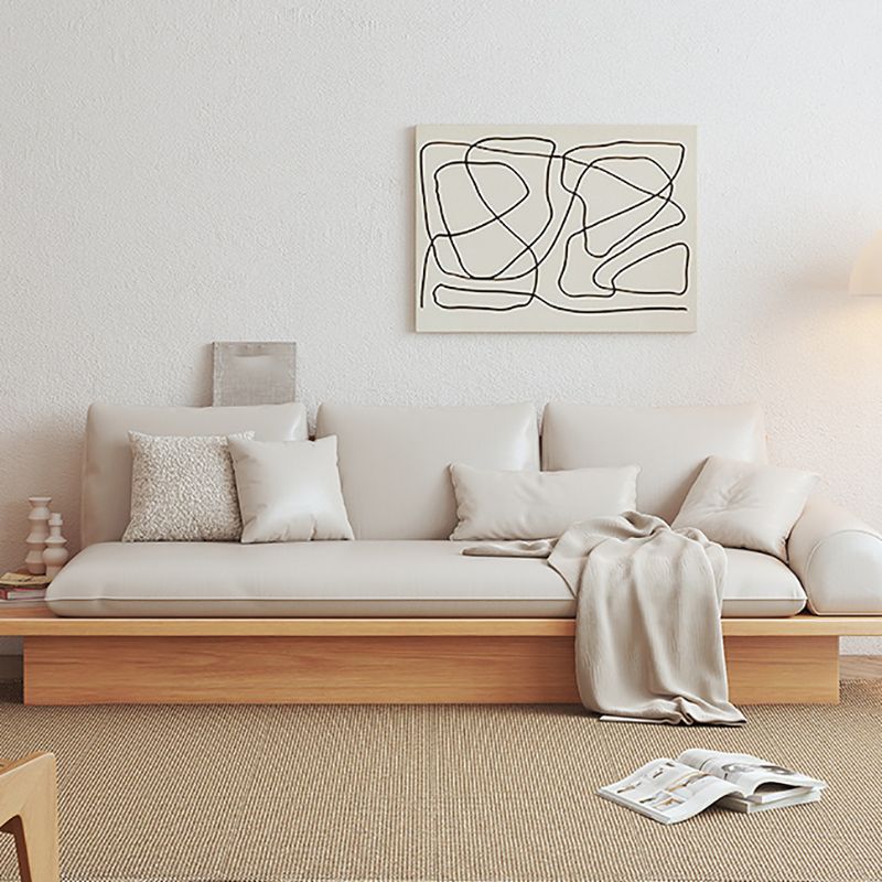 Cotton Blend Rolled Arm Sofa Loose Back 35"W Modern Sofa with Storage