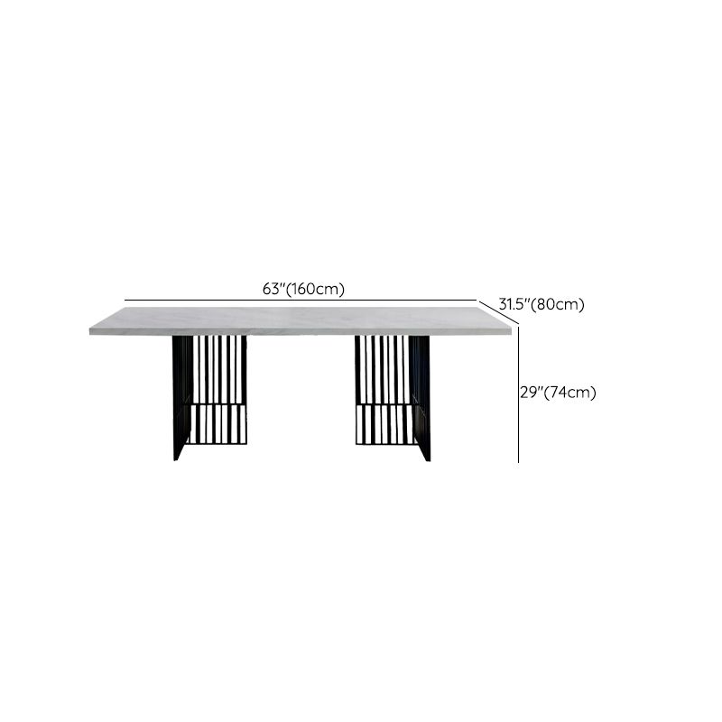 Rectangle Dining Site Table White and Black Dinner Room Kitchen Table