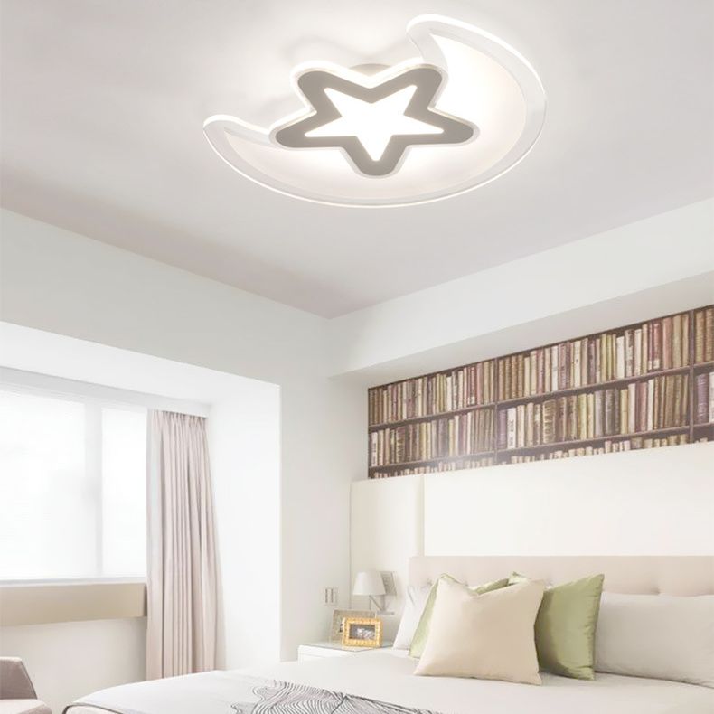 Mond- und Stern-Unterputzleuchte, minimalistische Acryl-LED-Deckenleuchte in Weiß