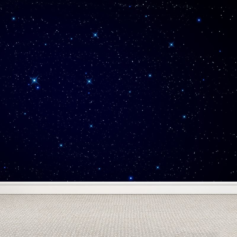 Planet Night Starry Sky Mural Wallpaper Dark Color Modern Wall Covering for Kids Room