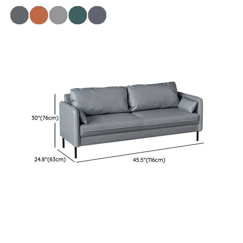 Square Arm Faux Leather Sofa Id Century Loose Back Single Cushion Sofa