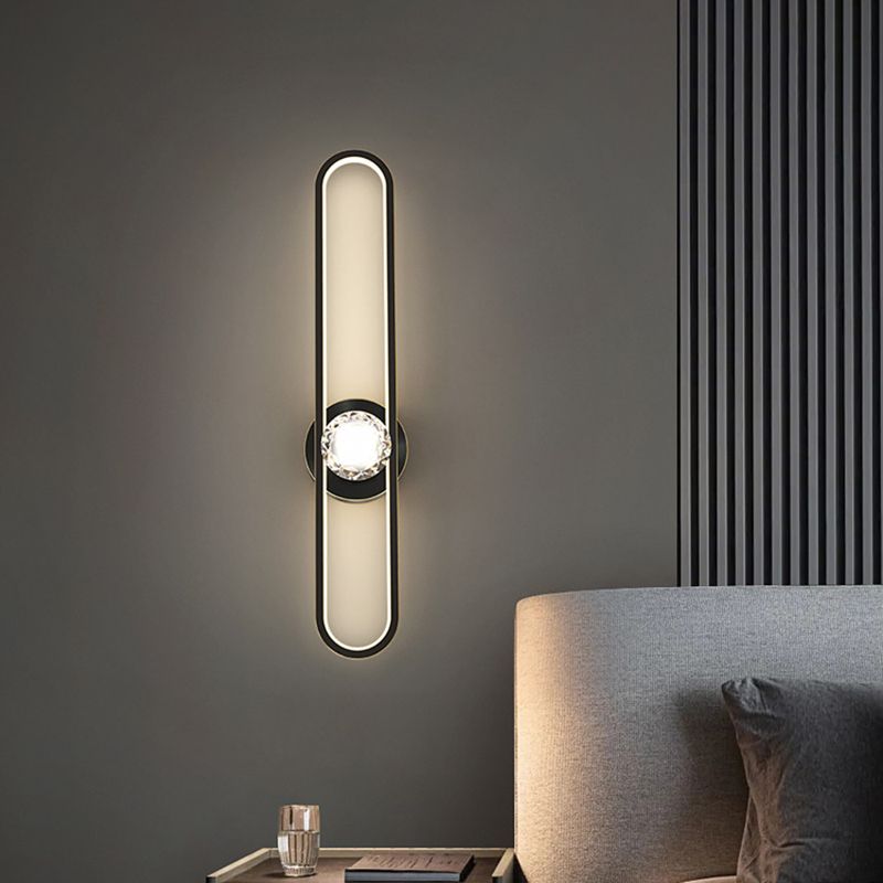 Modern LED Metal Wall Sconce Linear Shape Wall Light with Acrylic Shade for Bedroom