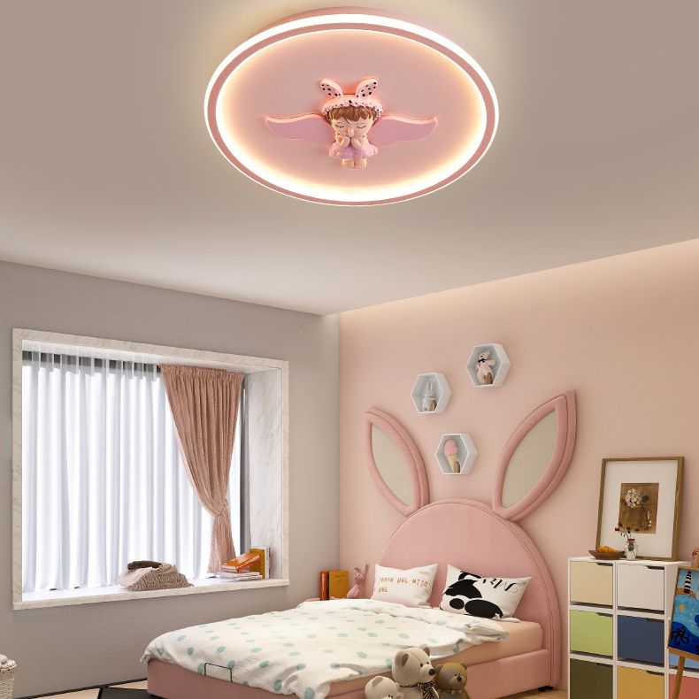 Lámpara de techo LED para dormitorio moderno con montaje empotrado de metal circular con 1 luz