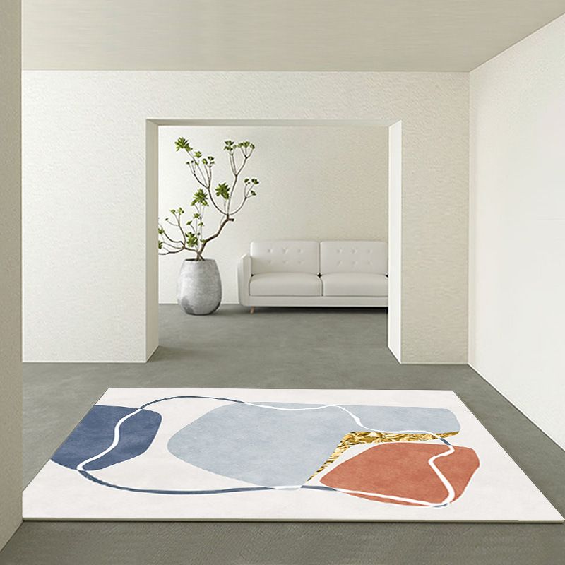 Modern White Carpet Polyester Pattern Carpet Washable Carpet for Home Decor