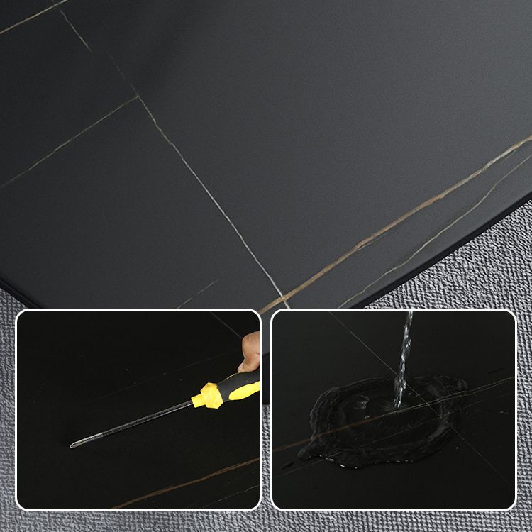 Einfachheitstil Home Sintered Stone Esstisch 4 Beine Kohlenstoffstahl Basis Rechtecktisch