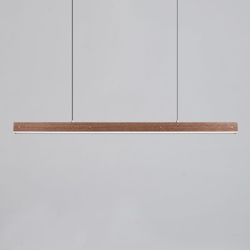 Linear Wood Island Light Fixture Modern Ceiling Pendant Light for Tea Room