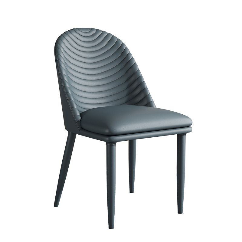Silla de comedor de metal de estilo moderno, silla auxiliar sin brazos para cocina (juego de 2)