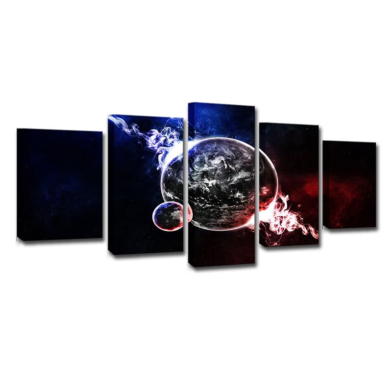 Multi-Piece Smoky Planet Canvas Print Kids Style Wall Art for Children Bedroom