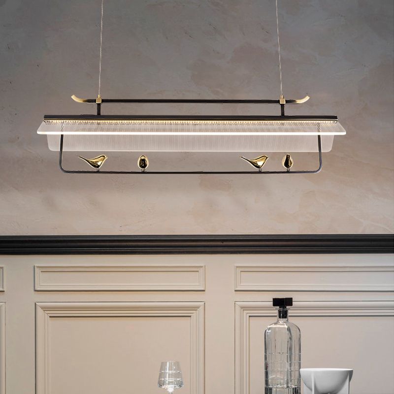 Single Modernism Golden Ceiling Light Acrylic Unique Kitchen Island Lighting