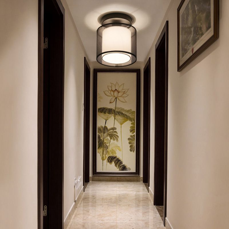 Inbouw plafondlamp in Aziatische stijl, stof, voor woonkamer, eetkamer