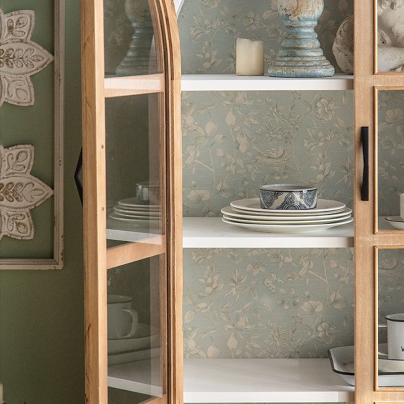 Traditional Wood Cabinet Multi-shelf Display Buffet Cabinet with Door for Living Room