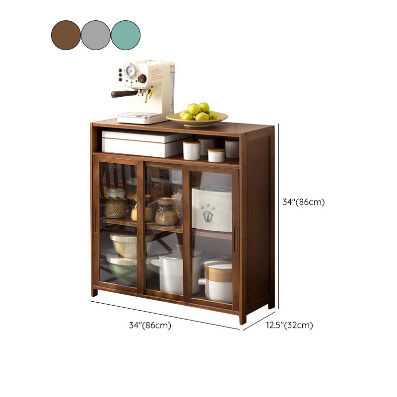 Modern Sliding Doors Dining Server Wood Sideboard with Open Storage