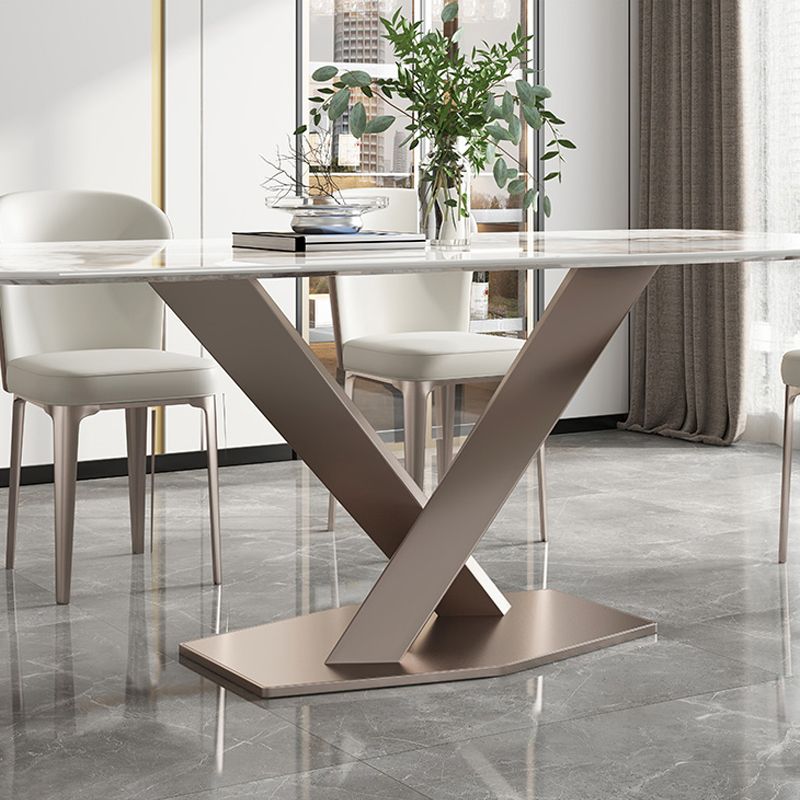 Mesa de comedor de lujo tradicional mesa de rectángulo de pedestal único para el hogar
