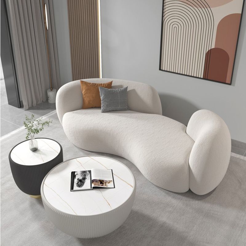 Wool Contemporary Recessed Arm Sofa Curved Sofa for Living Room, Apartment