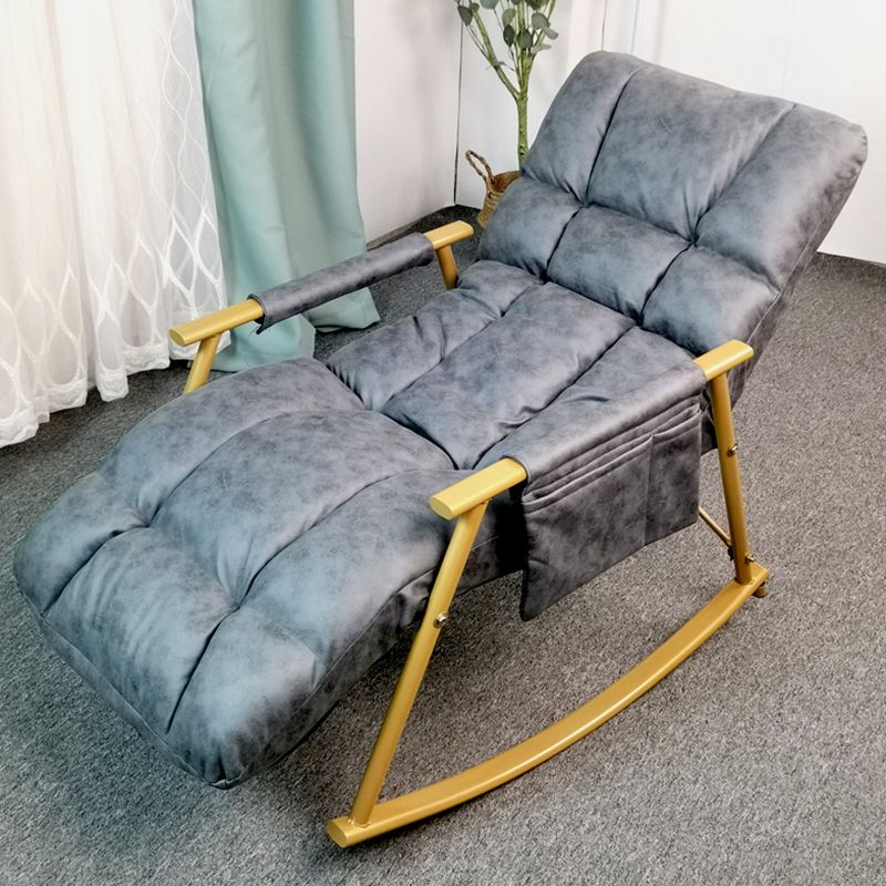 Fashionable Indoor Rocking Chair Solid Color Tufted Rocker Chair for Living Room