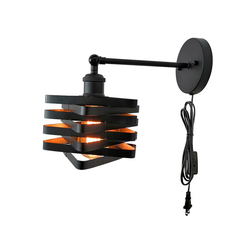 Black Modern Wall Sconce Triangle Shape Wall Light with Metal Shade for Bedroom