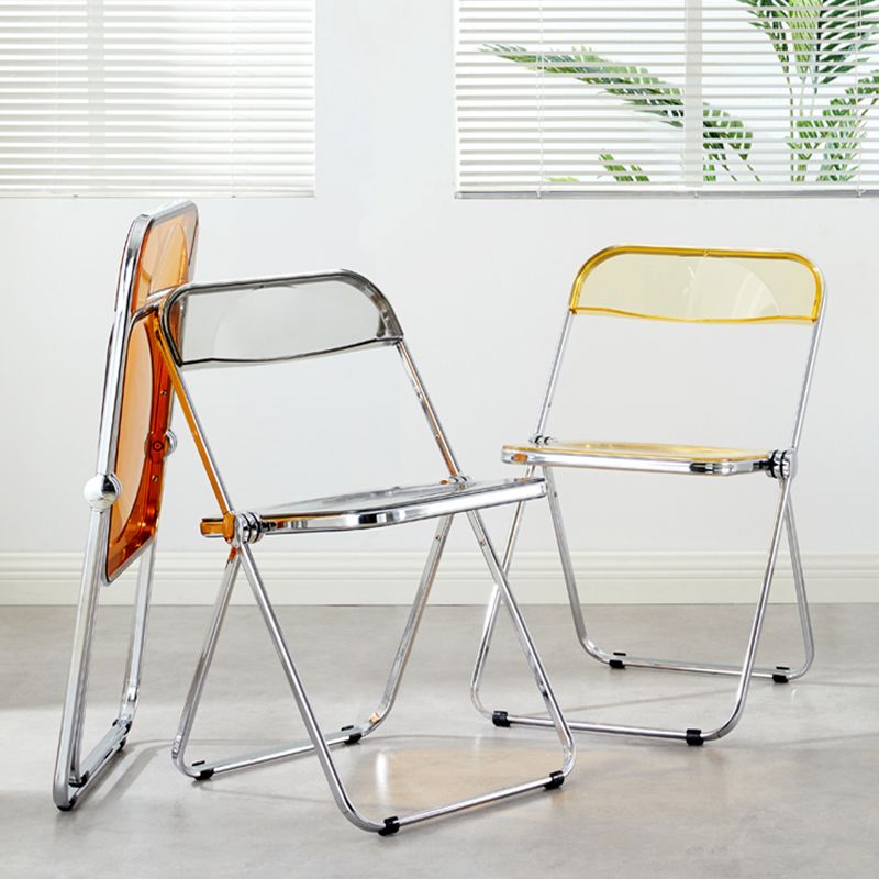 Chaise sans bras de salle à manger en plastique de style industriel, chaise de salle à manger simple à dossier ouvert