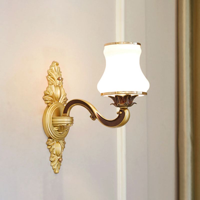 Bloemen Cream Glass Wand Licht Paksel Vintage woonkamer Muur gemonteerde lamp in goud