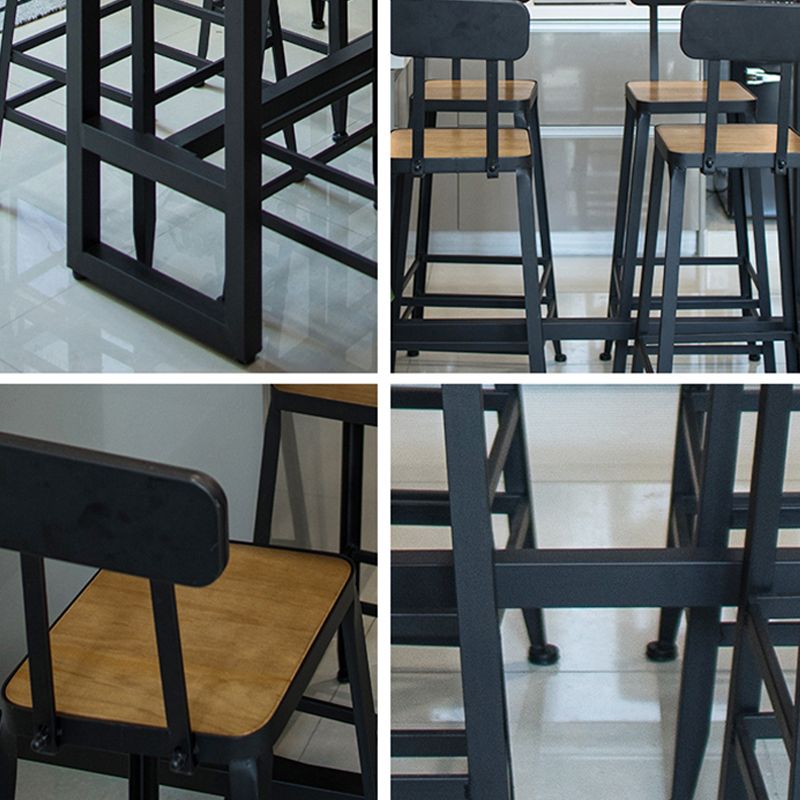 1/5 Pieces Industrial Rectangular Pub Table Set Wooden Counter Table with High Stools