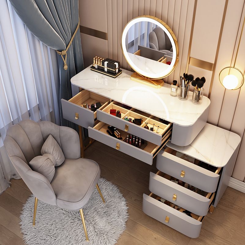 Contemporary Solid Wood With Drawer Bedroom Lighted Mirror Make-up Vanity
